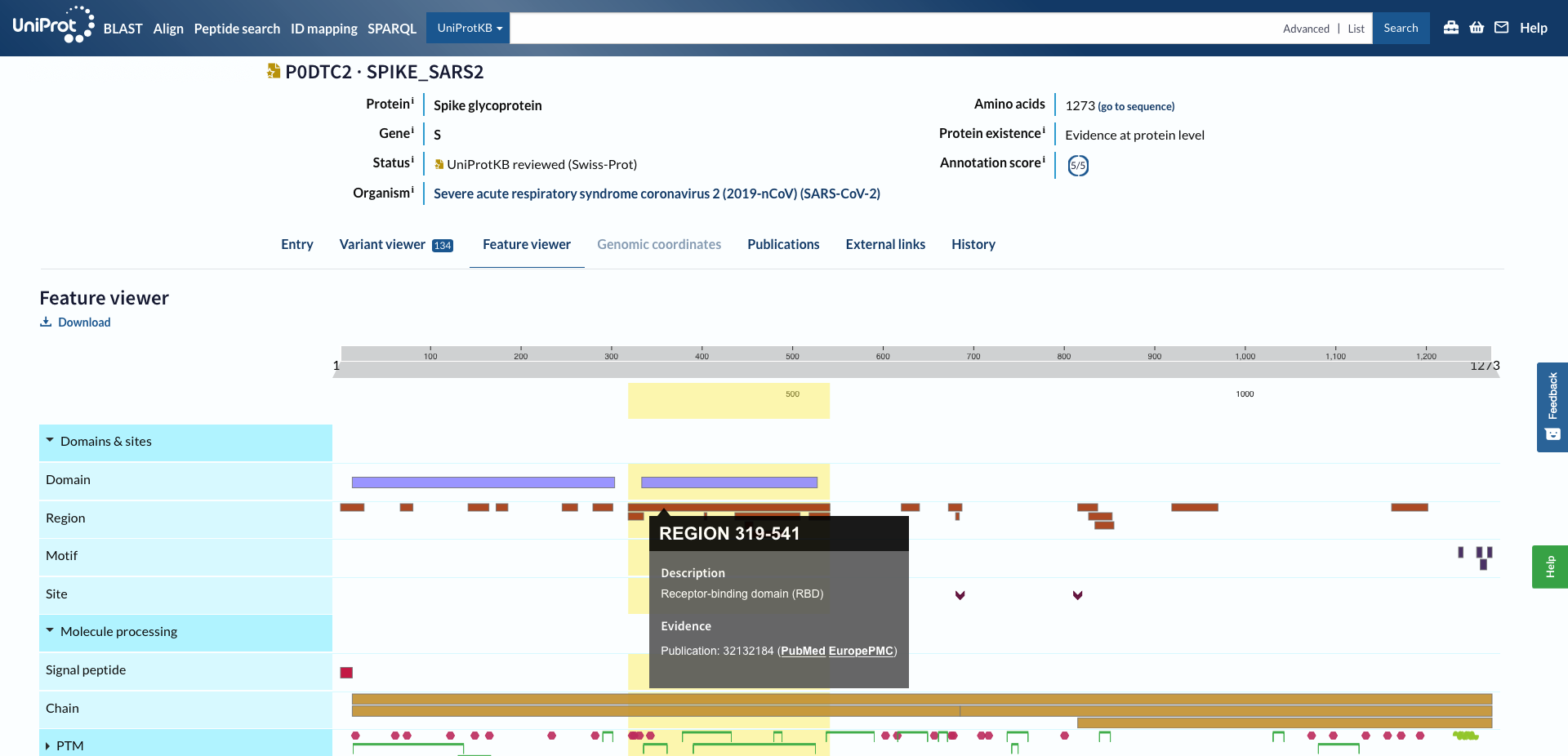 spike rbd uniprot